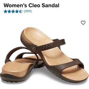 CROCS Women’s Cleo Sandal NWT-Expresso/Gold-Size 8
